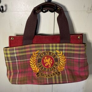 Vintage Y2K Tommy Hilfiger corduroy and plaid handbag good vintage condition